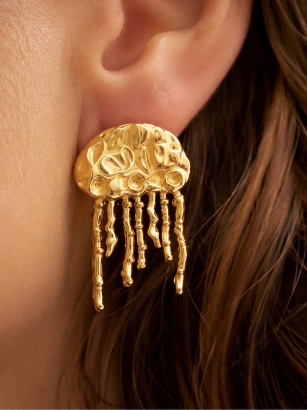 Jellyfish Statement Earrings 18k gold platedl